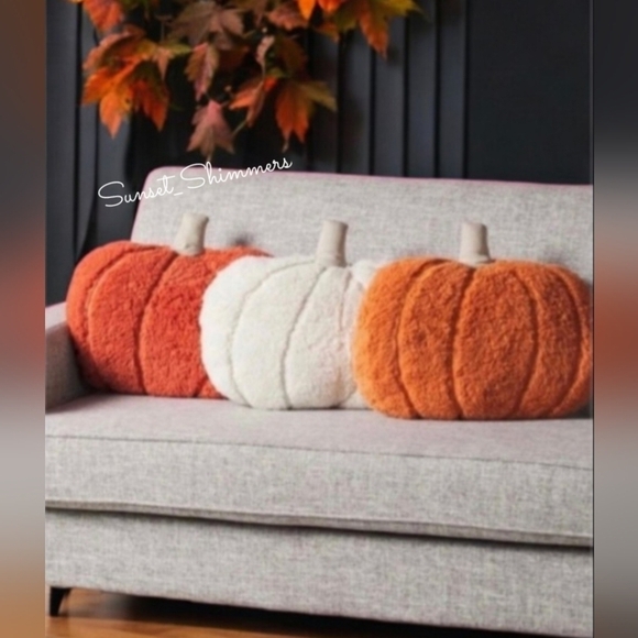 3pc Rachel Ashwell Halloween Thanksgiving Pumpkin Fall Throw Pillow Decor New - Picture 1 of 5